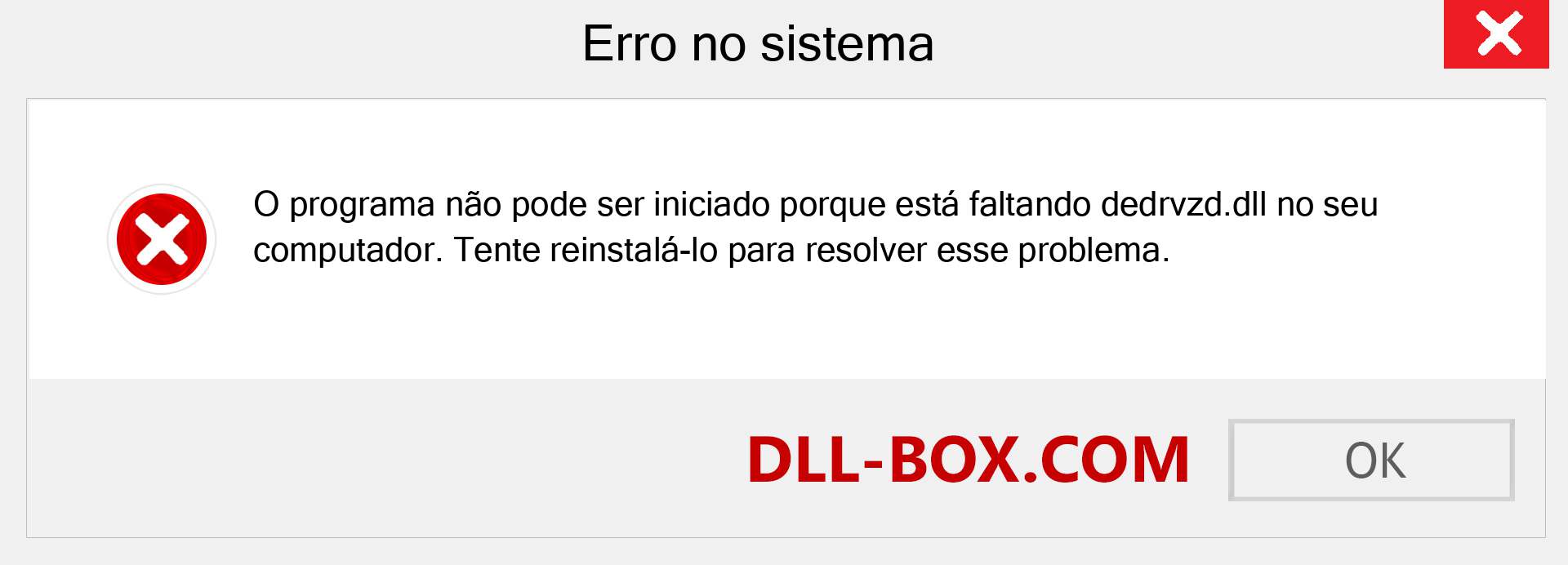 Arquivo dedrvzd.dll ausente ?. Download para Windows 7, 8, 10 - Correção de erro ausente dedrvzd dll no Windows, fotos, imagens